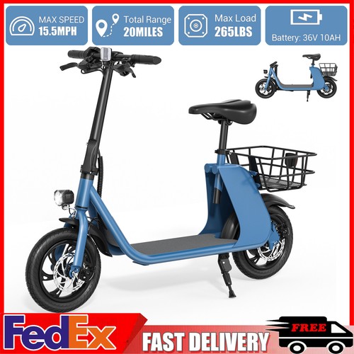 450W 36V 10AH Folding Electric Bike Scooter Seat Moped Commuter for Men Women US