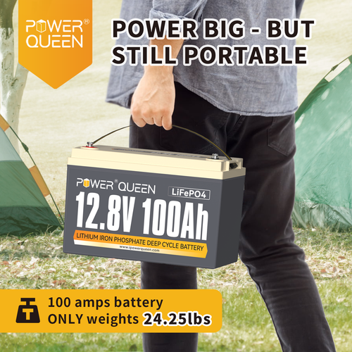 Power Queen 12V 100Ah LiFePO4 Lithium Battery Deep Cycle BMS for Solar RV Boat
