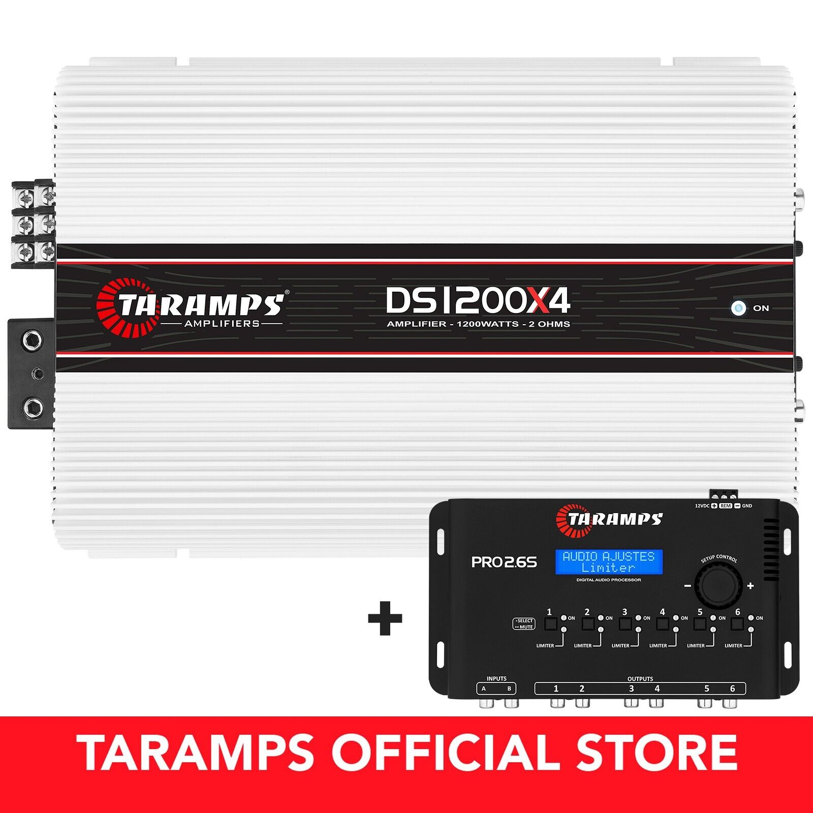 Taramps DS 1200x4 1200 Watts 2 Ohms Class D Amplifier + Taramps DS 1200x4 1200 Watts 2 Ohms Class D Amplifier +