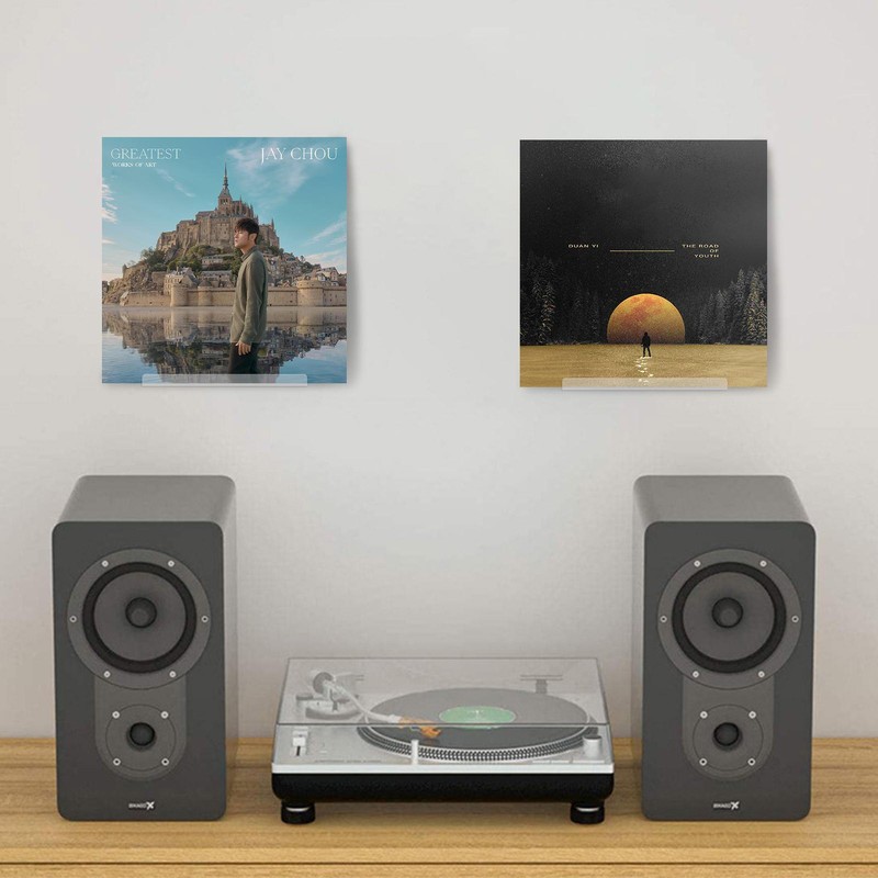 6 Pack Record Album Wall Mount Display Shelf Acrylic Clear Holder 4 Inch
