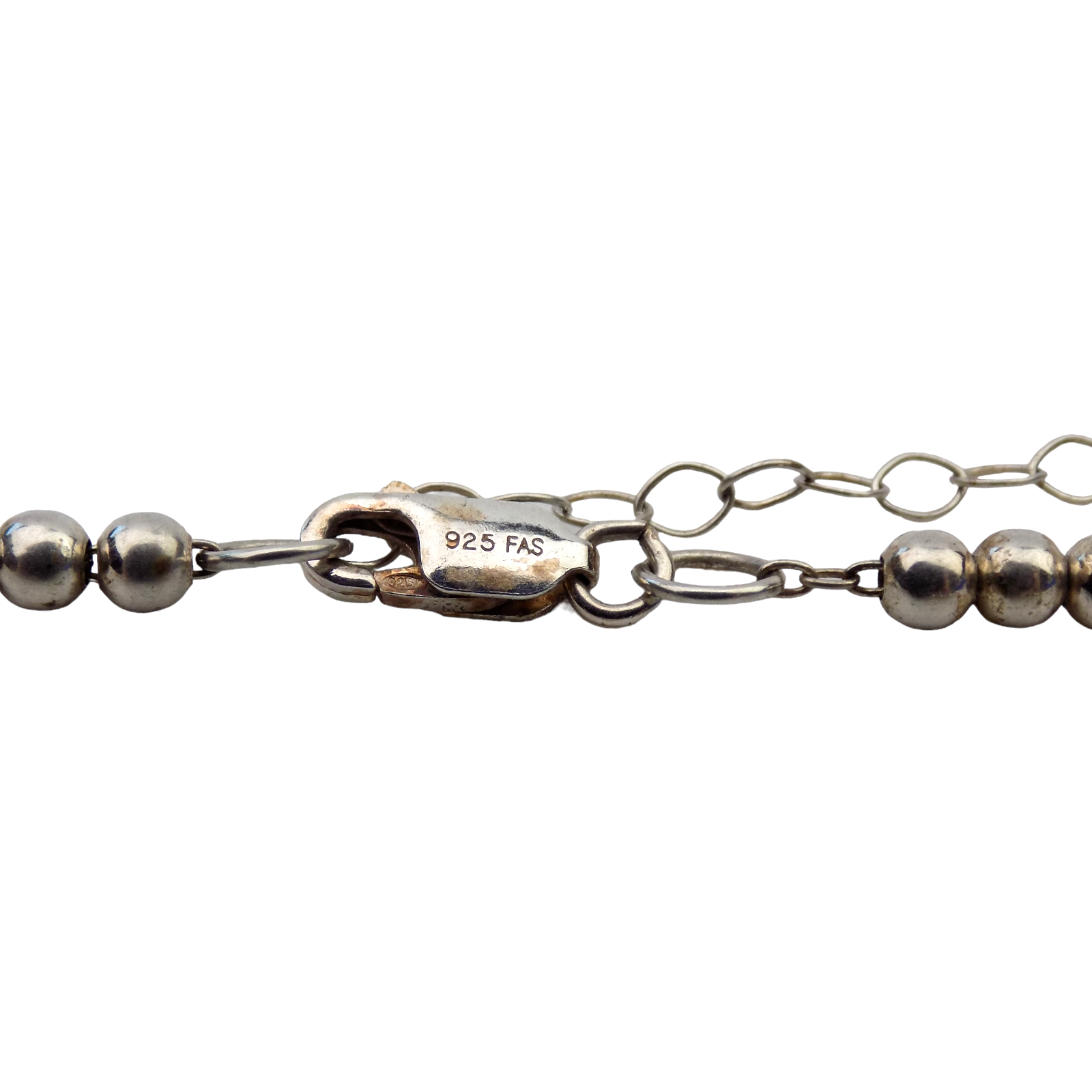 FAS STERLING SILVER GRADUATED 21" BEADED 19MM NECKLACE 19.6GR #4219