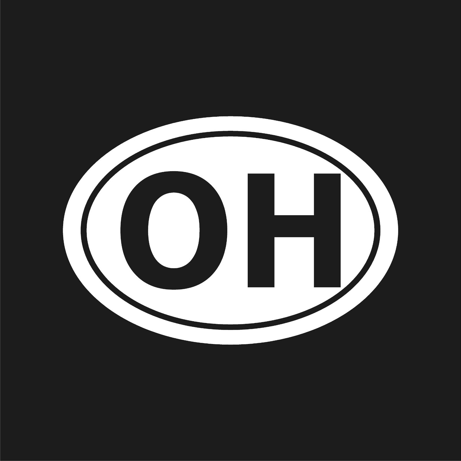 Ohio OH initials Vinyl Decal Window Oval OH Laptop Sticker