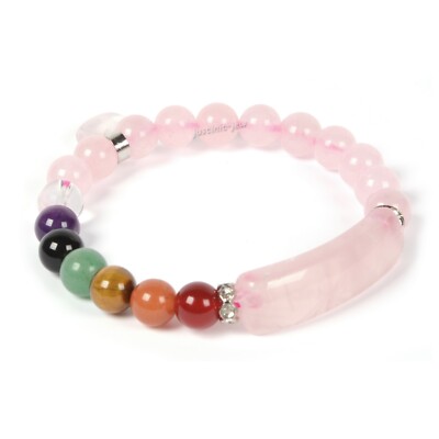 Natural 8mm Healing Stone Beads Chakra Crystal Energy Heart Love Charm Bracelet