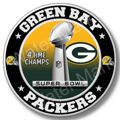 Green Bay Packers Super Bowl Championship Sticker, NFL Decal 12 Different Sizes