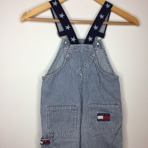 Vintage Tommy Hilfiger 4T Toddler Overalls Flag Railroad Stripe