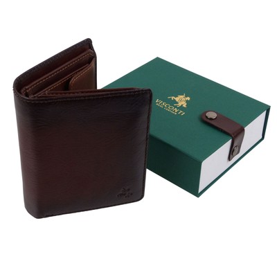 Mens Leather North/South Wallet by Visconti Atelier Collection Burnish Tan