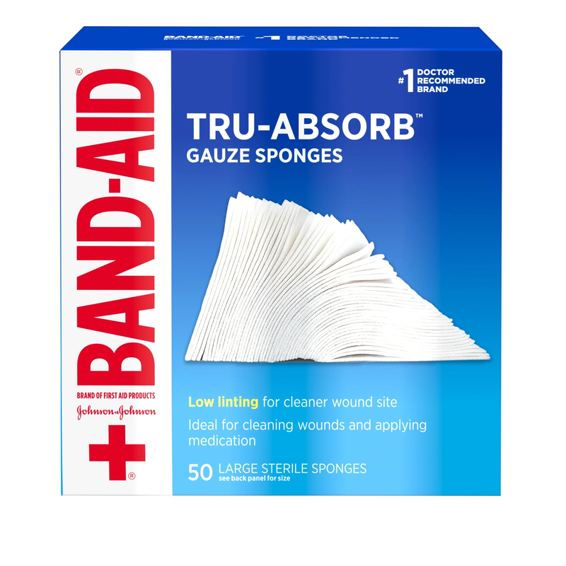 Brand First Aid Tru-Absorb Gauze Sponges, 4 in X 4 In, 50 Count