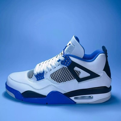 New Air Jordan 4 Retro Motorsports (2017) Men’s Sneaker WHITE/VARSITY BLUE