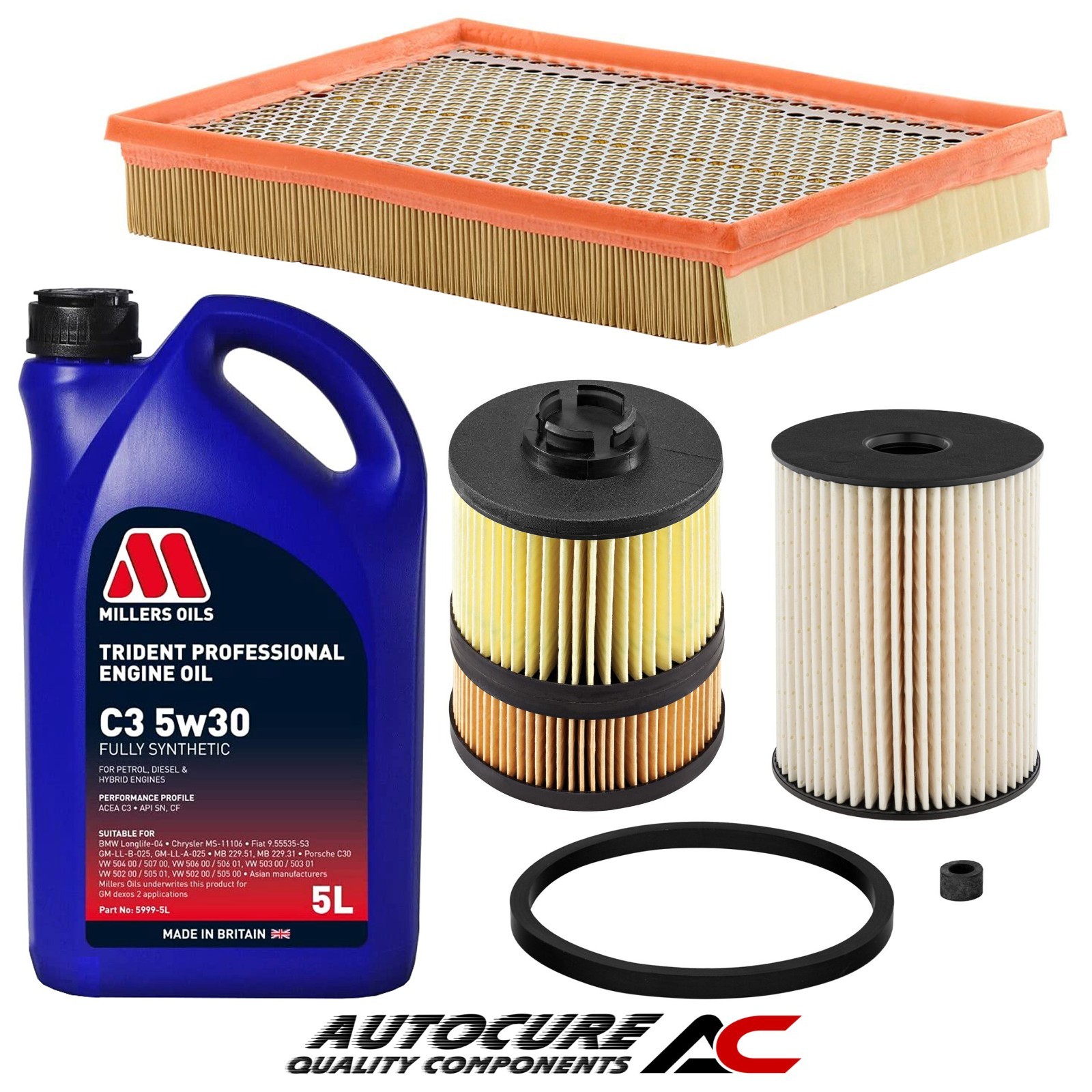 FOR VAUXHALL VECTRA ELITE 3.0 CDTI 2005-09 OIL AIR FUEL FILTER SERVICE KIT & 5L