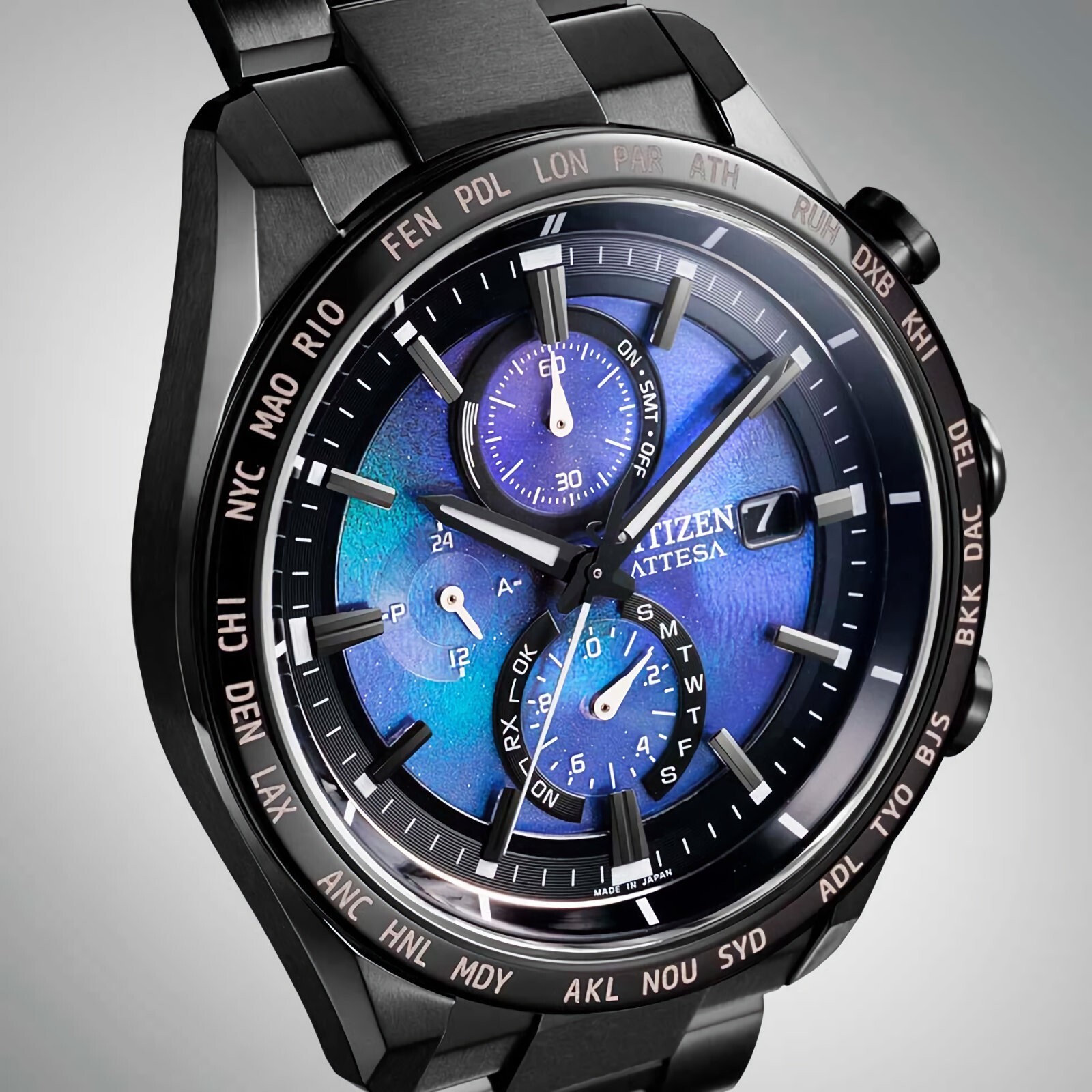 Pre-owned Citizen Attesa At8285-68z Hakuto-r Purple Dial Titanium Watch Limited 2700 Pcs