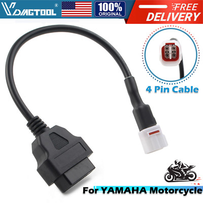 For YAMAHA Motorcycle 4 Pin to 16Pin OBD2 Diagnostic Cable Scanner Adapter Tool