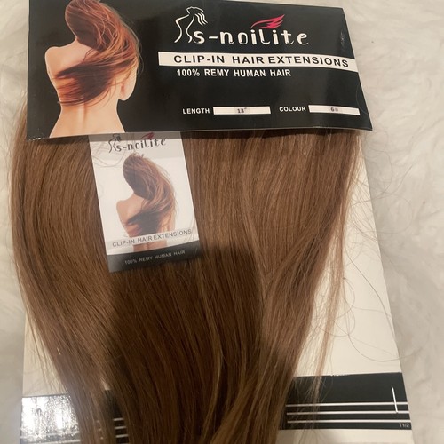 S-Noilite Clip In Hair Extensions 100% Remy Human Hair 8” #6 LT Brown TH8006 NEW