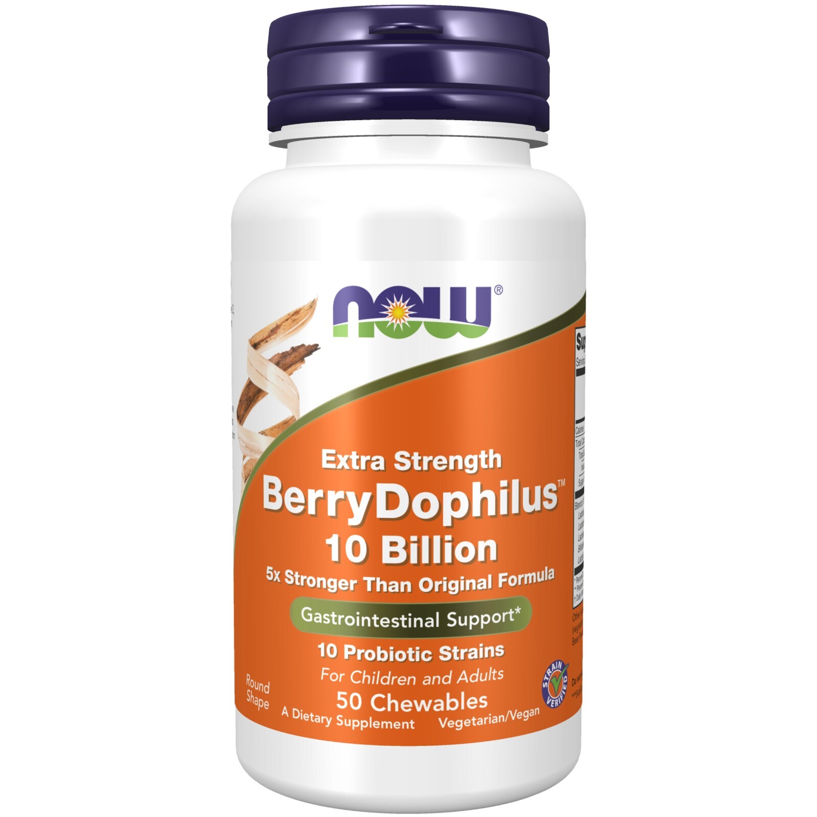 NOW Foods Extra Strength Berrydophilus 10 миллиардов, 50 жевательных пастилок