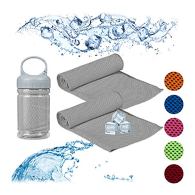 2x verkoelende handdoek - sporthanddoek - ijshanddoek - cooling towel grijs