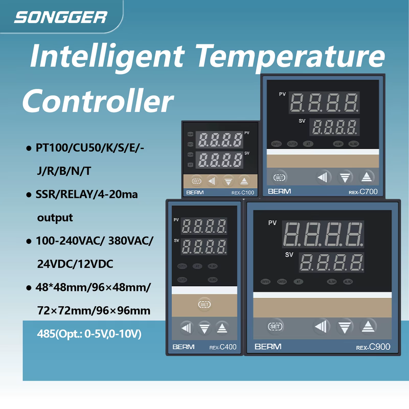Digital Temp Thermostat REX-C100 C400 C700 C900 PID Temperature Controller SSR O