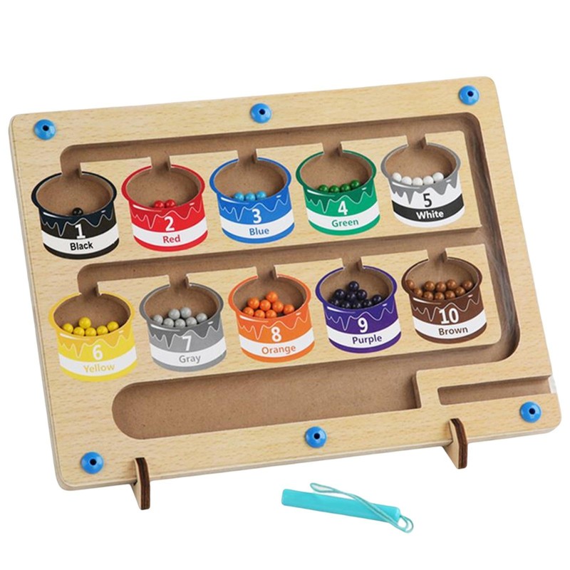 Magnetic Color Sorting Board Wooden Counting Learning Game F