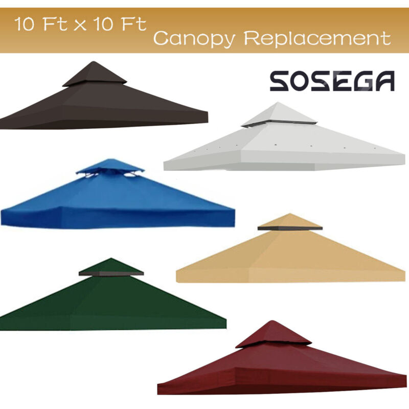 UV Resistant Sunshade Patio Cover & 2-Tier 10' Waterproof Top