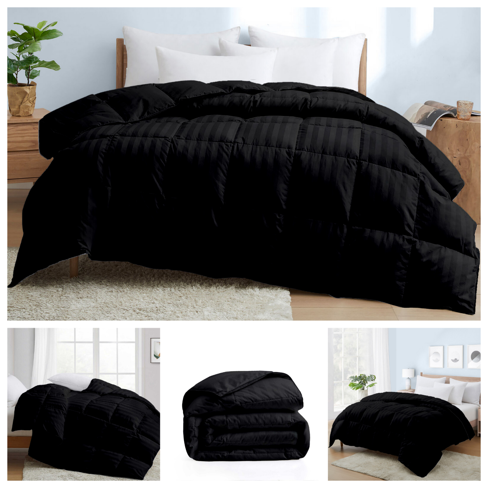 5 PC(Comforter + Sheet Set) 1000 TC Egyptian Cotton US Sizes & Stripe Colors