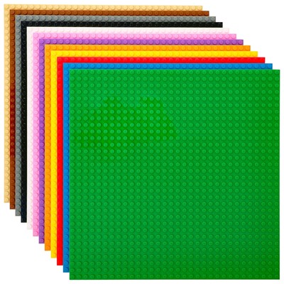 12 Piece Classic Baseplates, For Building Bricks, 12 Colors, 10x10 Inches