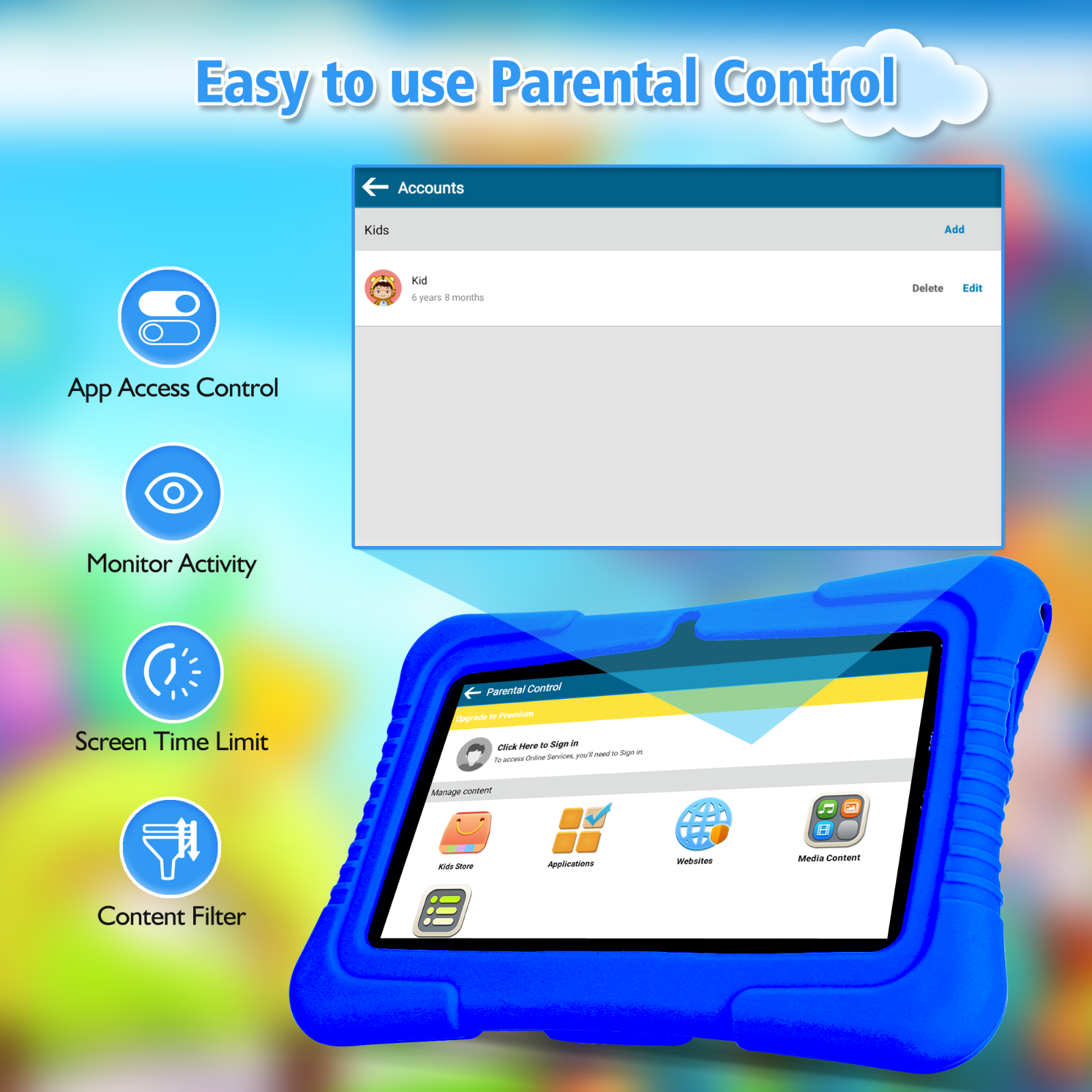Veidoo Kids Tablet, 7 inch Android Tablet PC, 2GB RAM 32GB ROM, Learning Tablet