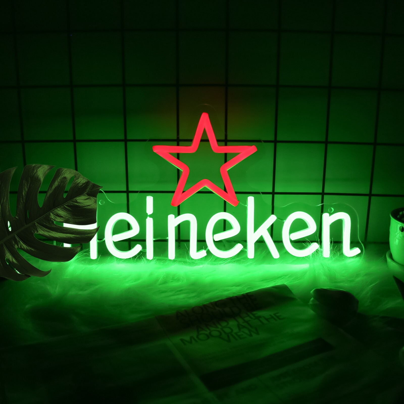 Heineken ハイネケン　電飾　ビンテージ Green Vintage Heineken Lighted Beer Sign 13.7  x 7.4   | eBay