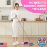 JOYMOOP Pink Broom and Dustpan Set with 56” Handle, Upright Angle with Built-in Comb Teeth for Hardwood Floors and Pet Hair