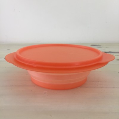TUPPERWARE - Flat Out Collapsible Bowl & Lid, Orange 950 ml 2-Piece, 5453A-5 4c