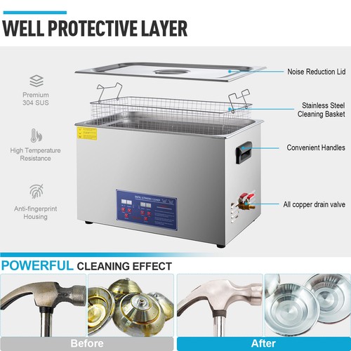 30L Industrial Ultrasonic Cleaner Cleaning Machine with Digital Timer & Heater