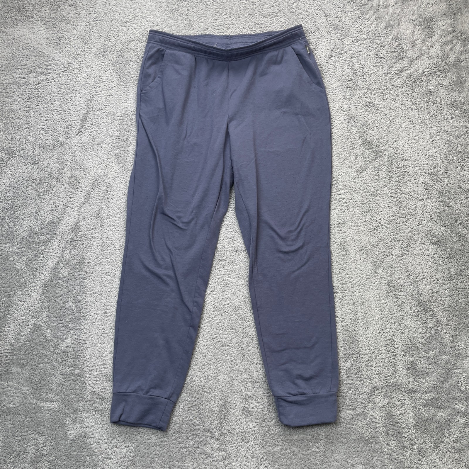 Eddie Bauer Womens Pants Large Blue Lounge Jogger French Terry Lined Tapered Leg