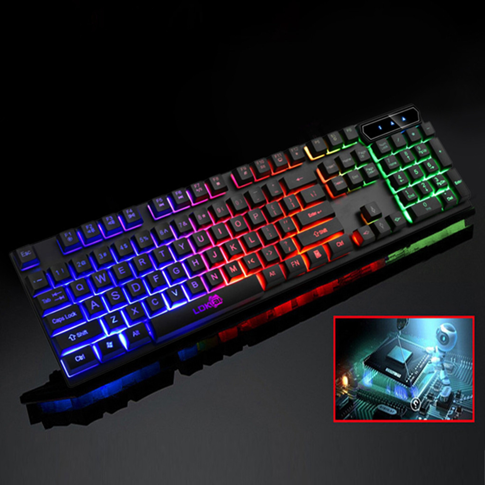 Colorful Crack LED Illuminated Backlit USB Wired PC Rainbow 