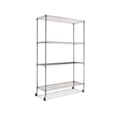 Alera SW604818BA Complete Wire Shelving Unit w/Caster, Four-Shelf, 48 x 18 x ...