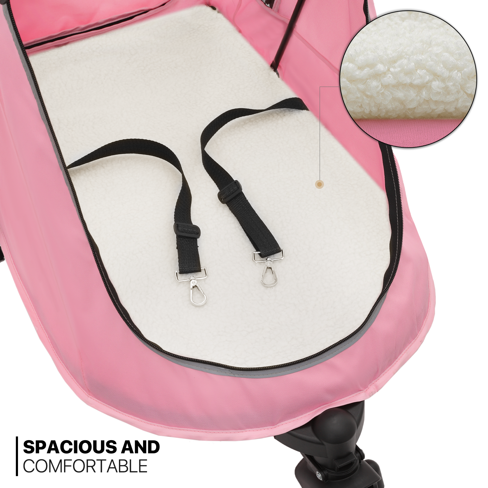 Folding 3-Wheel Dog Stroller Breathable Pet Travel Carrier w/Skylight+Wheel Lock