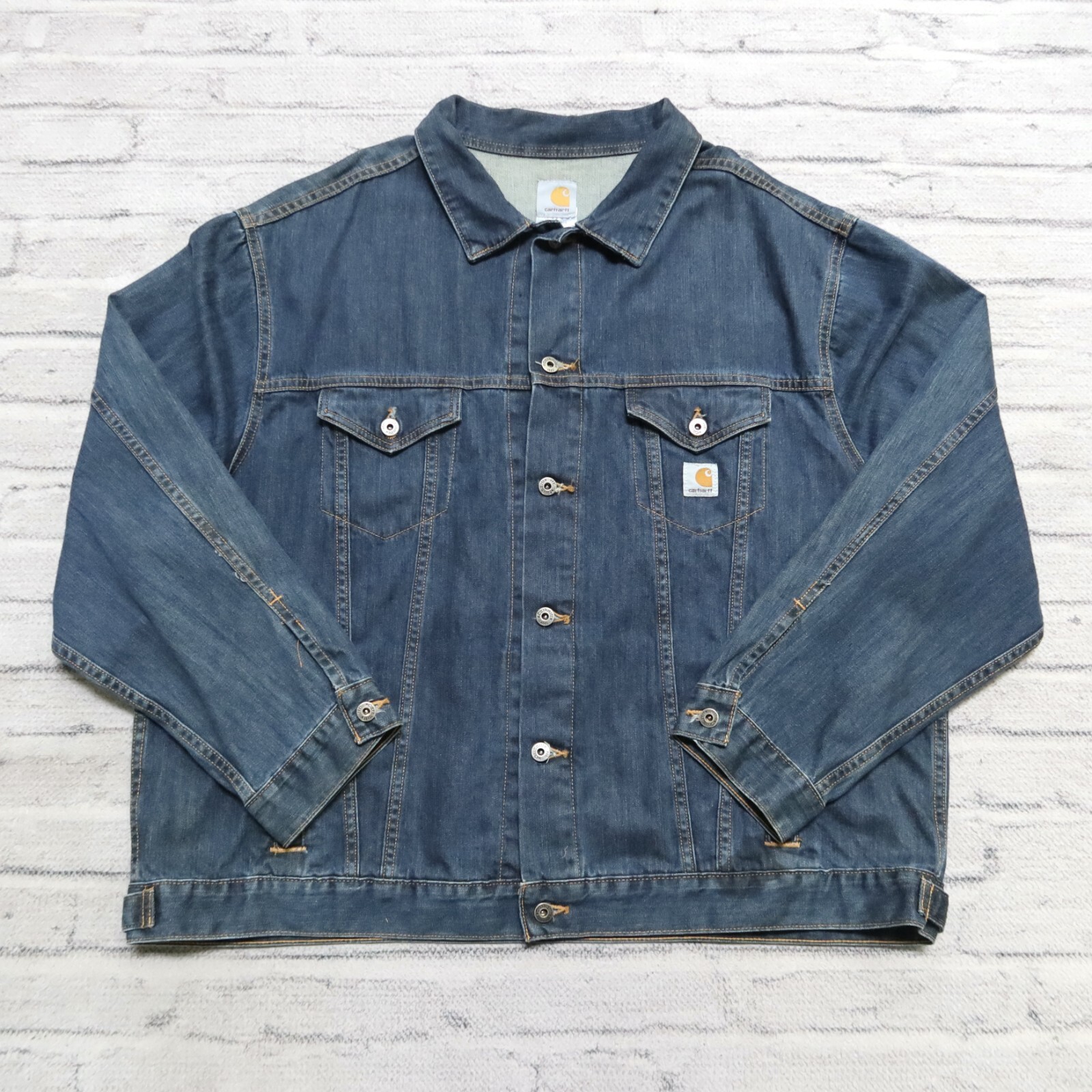 Carhartt Denim Trucker Jean Jacket Size 3XL Medium Wash WIP