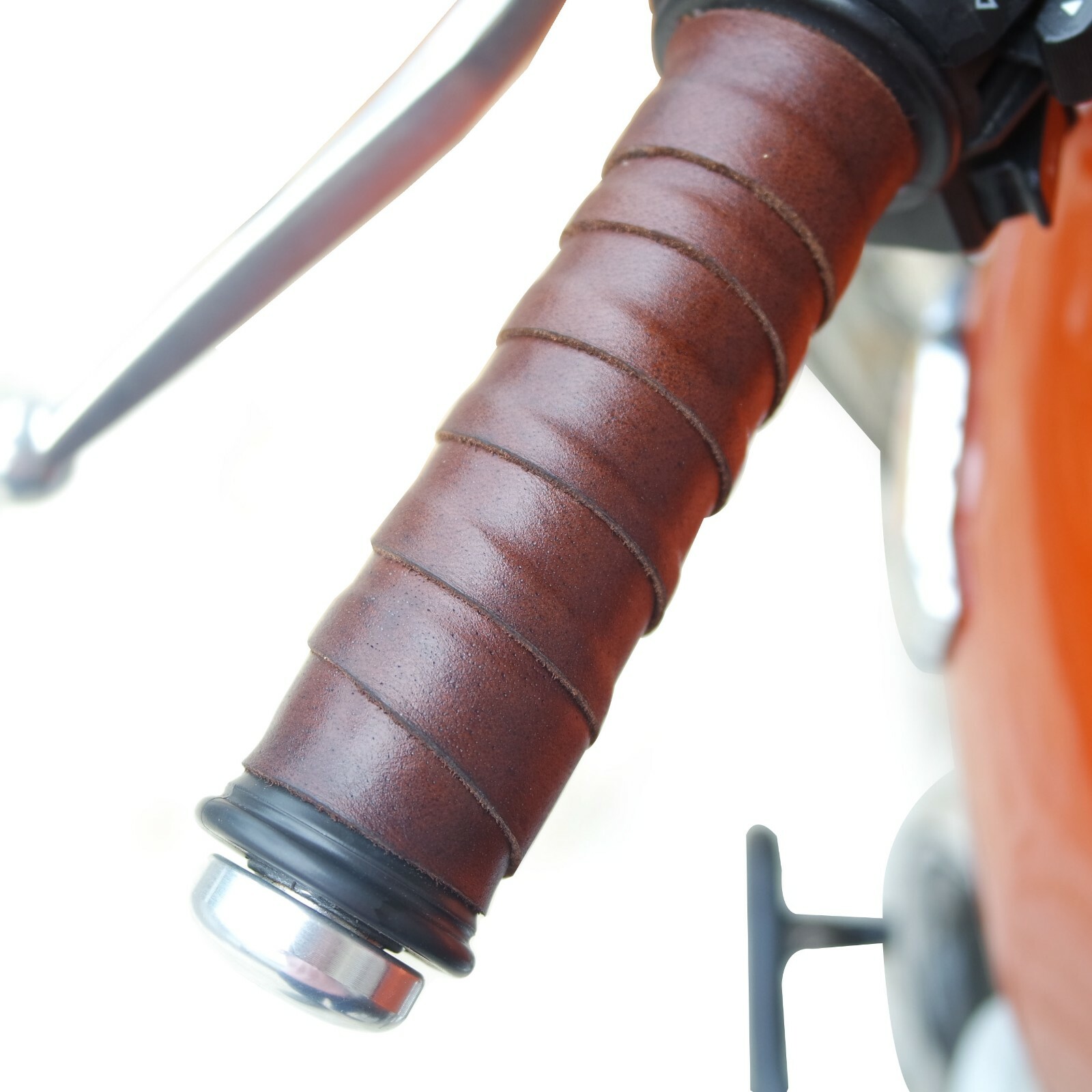Fits Royal Enfield Interceptor 650 Brown Leather Handle Bar Grip Stripe Tape