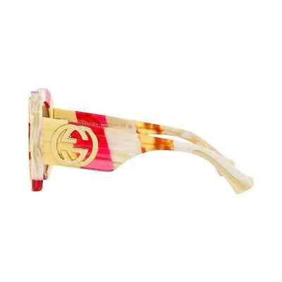 Pre-owned Gucci Sunglasses Gg1308s 003 Havana Red Ivory Gold Brown Lens Women Authentic In Ivory Red Havana