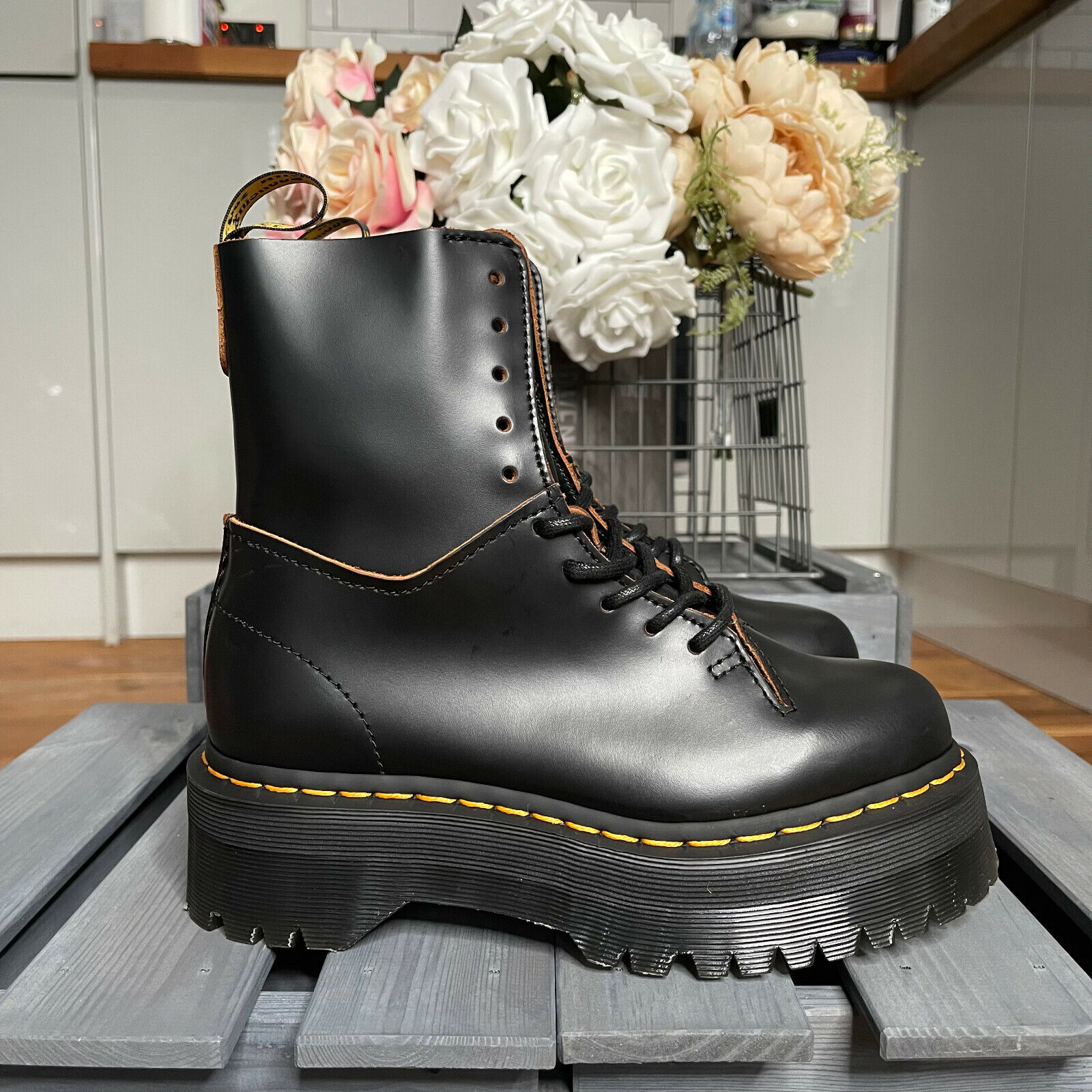 Dr MARTENS Jadon Decon Black Vintage Smooth Leather Boots UK Dr MARTENS Jadon Decon Black Vintage Smooth Leather Boots UK