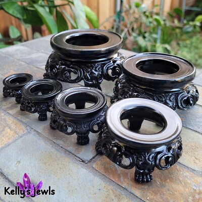 Fancy Black Sphere Display Stands in 6 Sizes, for Crystal Balls 1.9'' to 8''