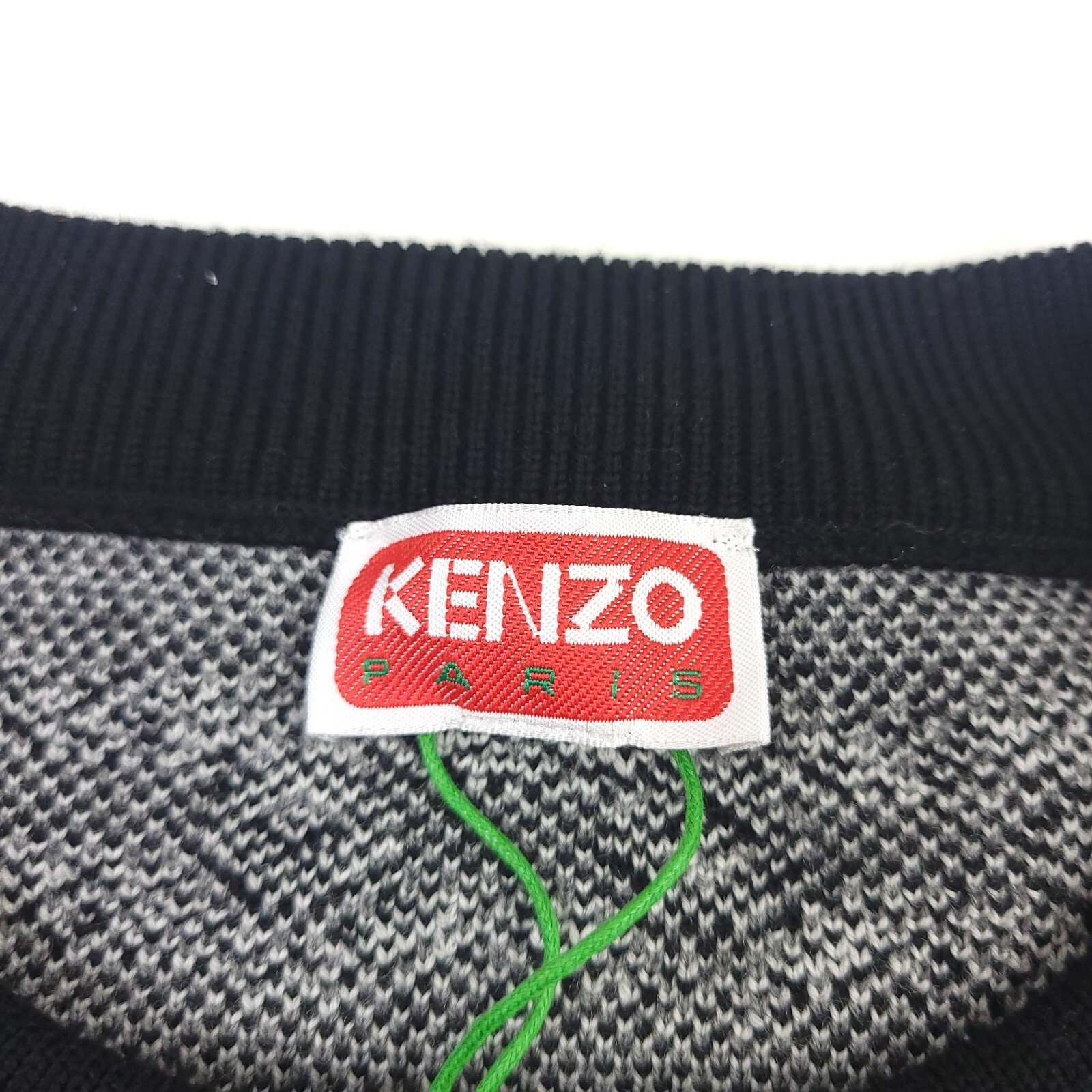 Pre-owned Kenzo $640  Logo Jacquard Black Crewneck Wool Jumper Sweater Mens Size Xl