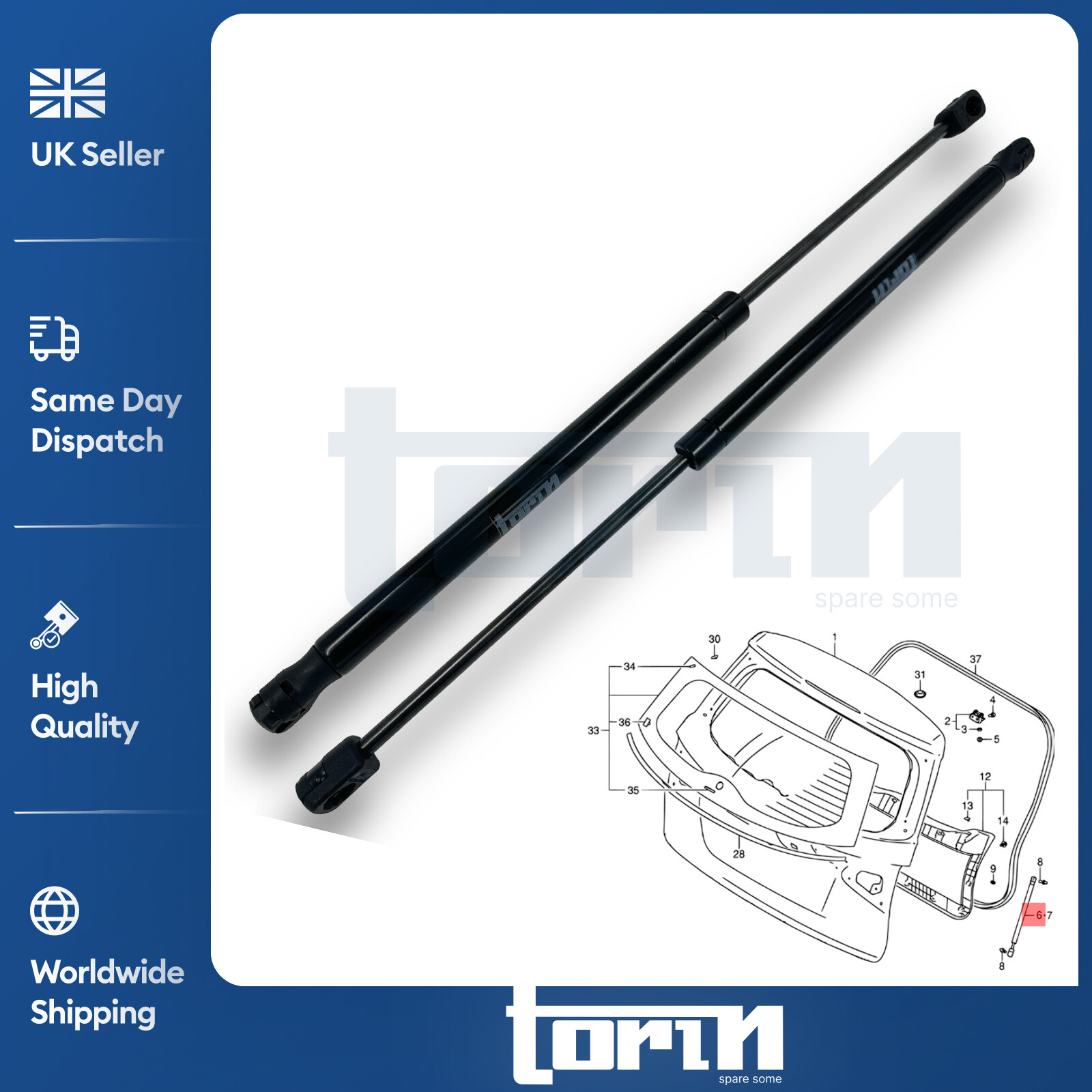2Pcs Tailgate Boot Gas Struts Fits Suzuki Vitara LY (2015-Onwards) 8185054P01