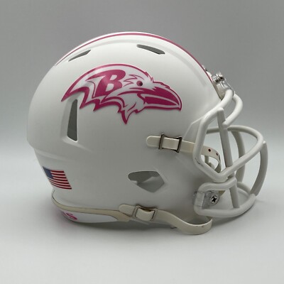 Baltimore Ravens CUSTOM Matte White - White & Pink Mini Football Helmet
