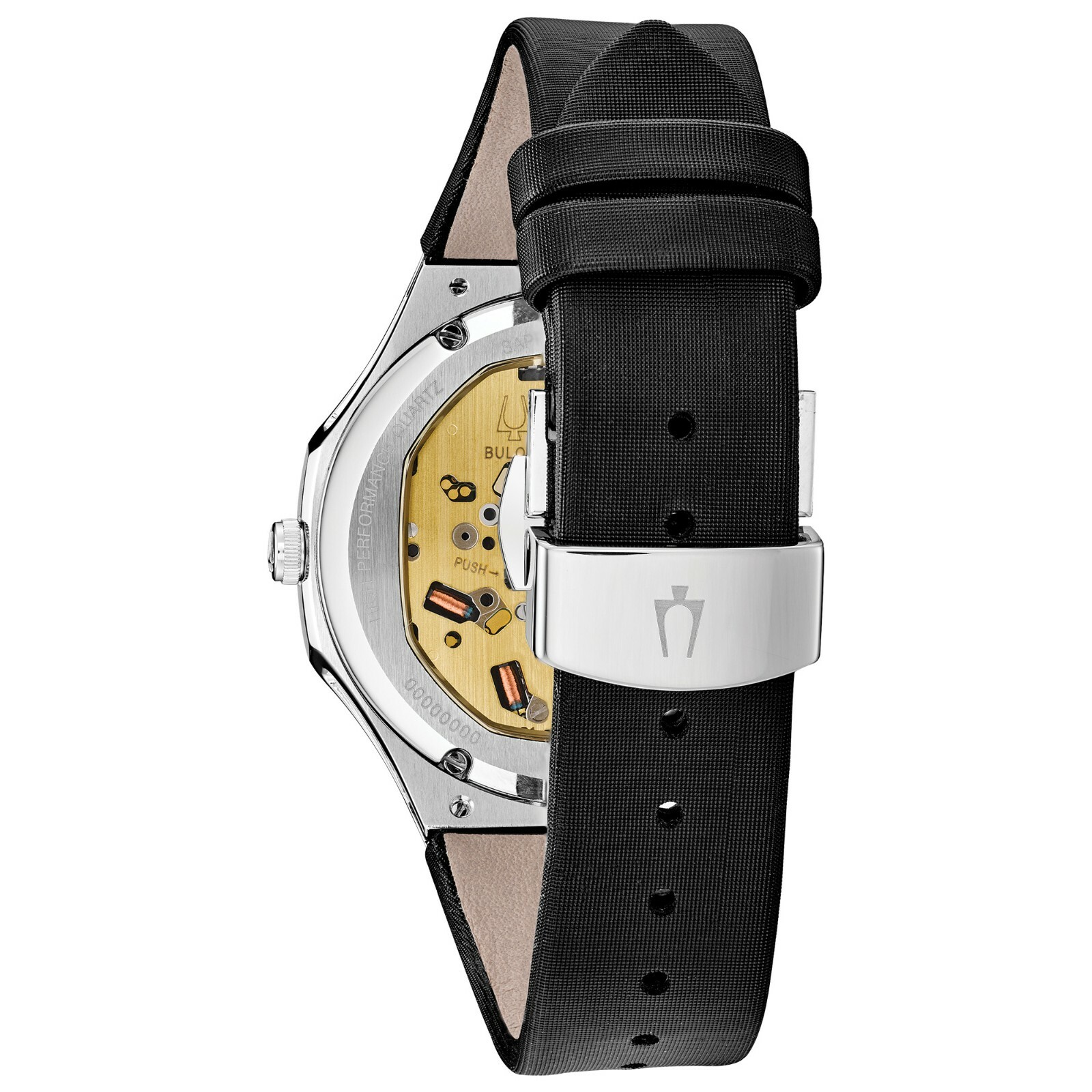 Pre-owned Bulova Curv Women's Quartz Diamond Accent Black Techno Strap Watch 40.5mm 96r229