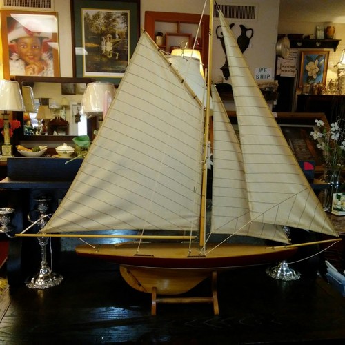 CYBER MONDAY SALE.-  VINTAGE MODEL POND SLOOP SAILING BOAT  NAUTICAL. -