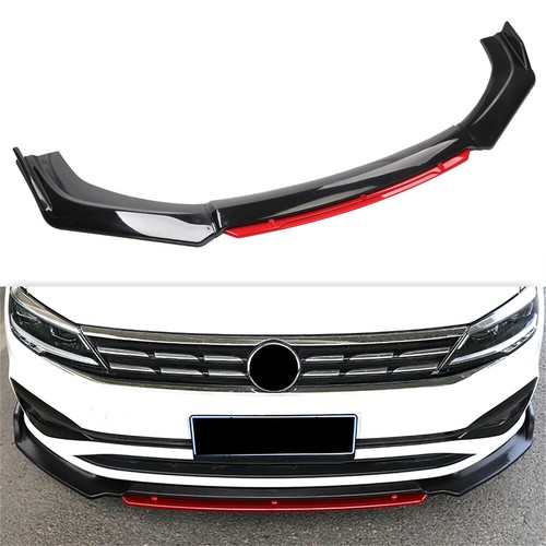 Gloss Black & Red Front Bumper Lip Splitters Spoiler For VW