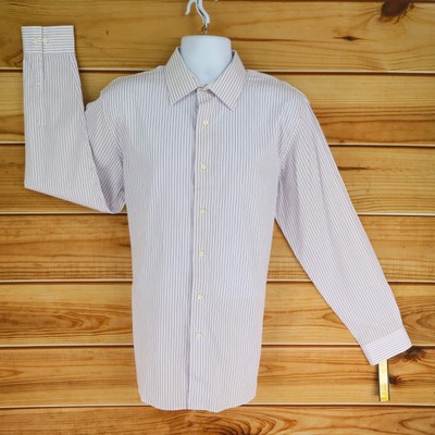 Apt. 9 Dress Shirt Modern Fit Mens L White Striped Contemporary Styling NWT $48