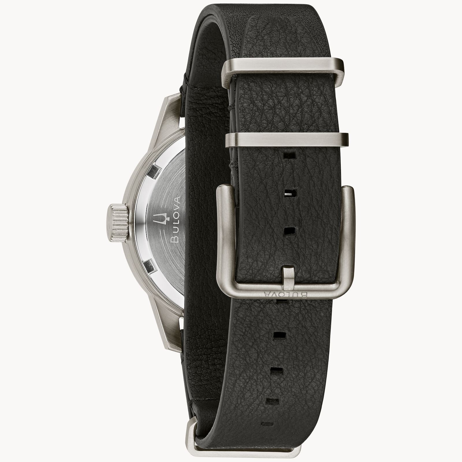 Pre-owned Bulova Men's Automatic Hack Watch - Ivory Dial - Black Leather Strap