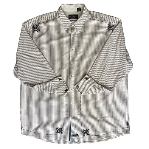 【2plan】Laundry Over Shirt Embroidered English Laundry Mens Sz 2XT 100% Cotton Long