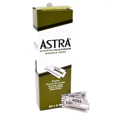 100 ASTRA Super Platinum Smooth Double Edge Safety Razor Blades ( 20x5)