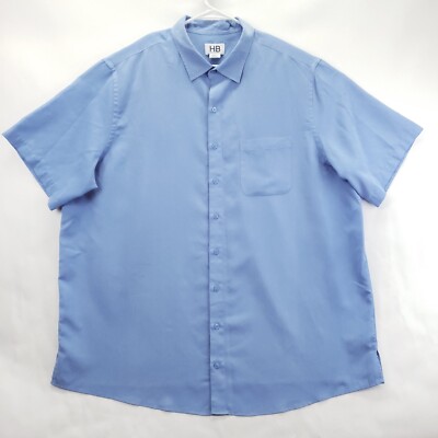 HB Harbor Bay Shirt Mens 2XLT Blue 100% Polyester Back Pleated Classic Button-Up