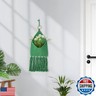 Macrame Mail Organizer Wall Mounted, Hanging Woven Basket for Boho Home Office Decor, Front Door Baskets, Key Mail File Letter Envelope Holder for Entryway Hallway, Grass Green