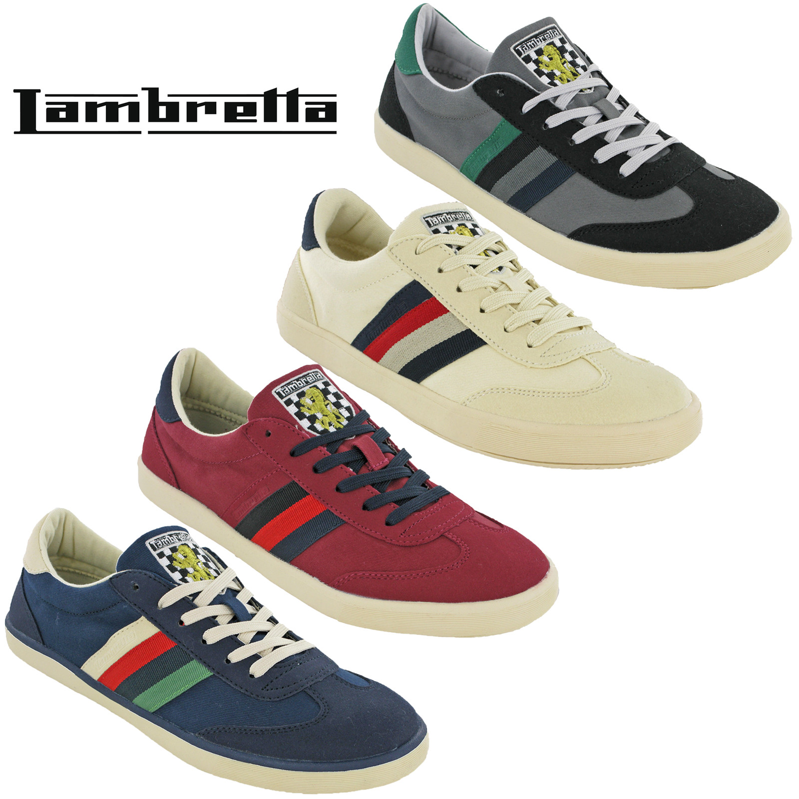 Lambretta Mod Baskets en Toile pour Homme à Lacets Rembourré Vulcan Chaussures UK 7-12